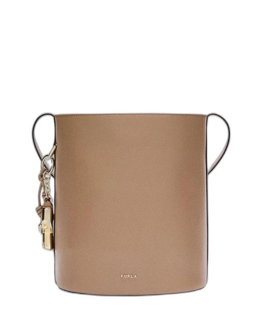 Furla Brown Roxie" Ares Leather Small Bucket Bag