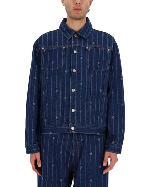 Drole de Monsieur Blue "Denim Monogramme" Jacket for men