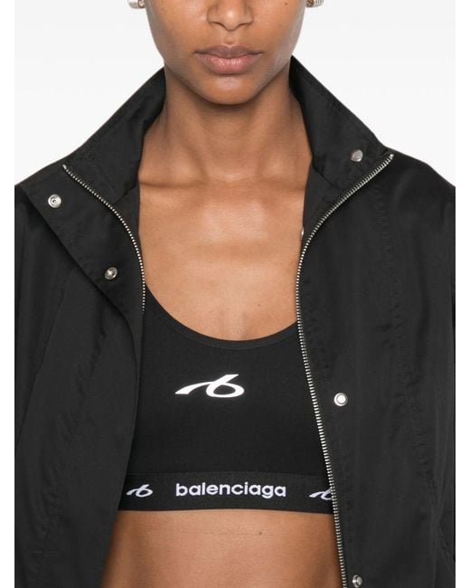 Balenciaga Black Logo-Print Cropped Tank Top