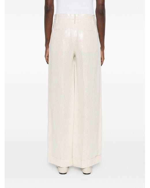 Brunello Cucinelli White Linen Trousers