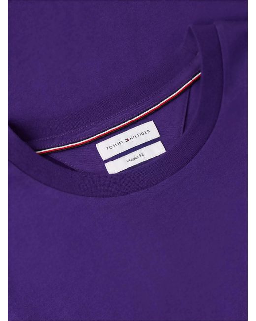 Tommy Hilfiger Purple Flag Embroidery Crew Neck T-Shirt for men