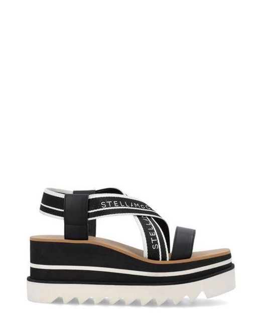 Stella McCartney Black Cross Strap Raffia Platform Sandals for men