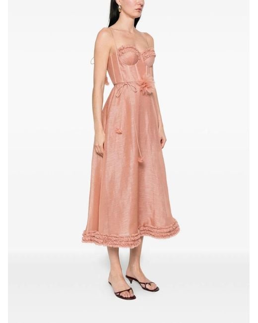 Zimmermann Pink Luna Midi Dress