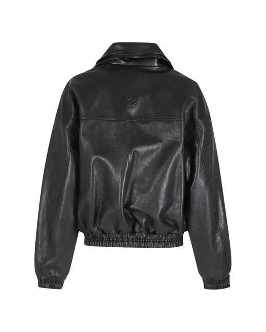 Magda Butrym Black Leather Aviator Jacket