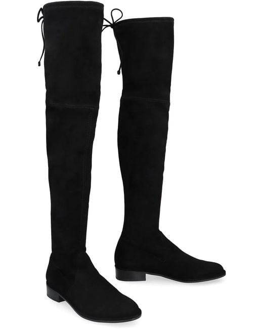 Stuart Weitzman Black Lowland Stretch Suede Over The Knee Boots