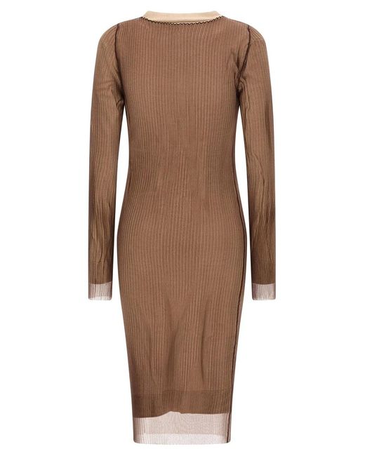 MM6 by Maison Margiela Brown 'Trapped' Double Layer Dress