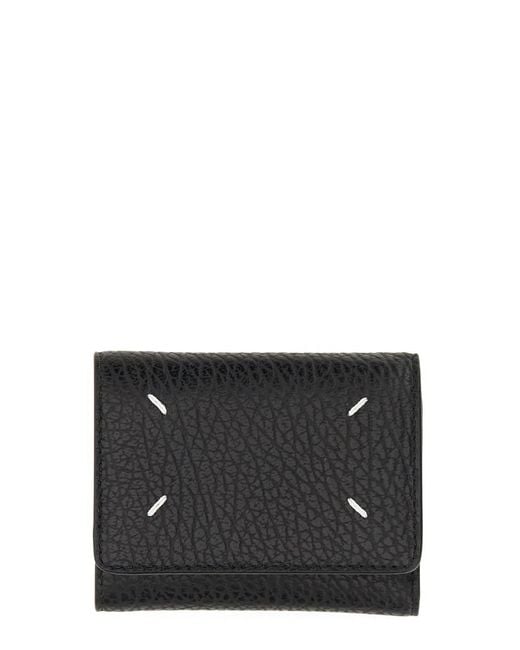 Maison Margiela Black Leather Wallet With Four Stitches