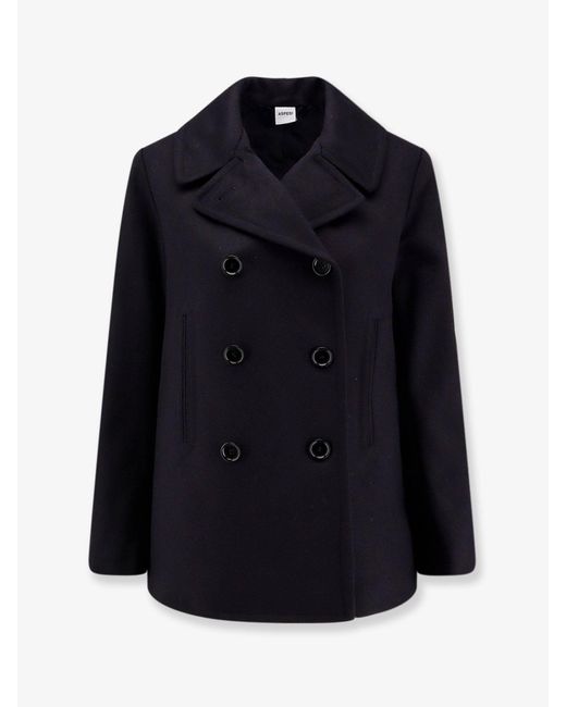 Aspesi Blue Double-Breasted Wool Coat