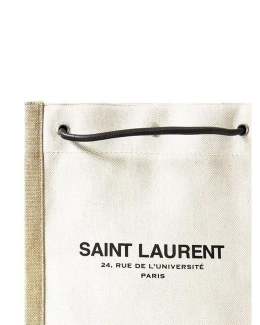 Saint Laurent Natural Universite Logo Flat Crossbody Bag for men