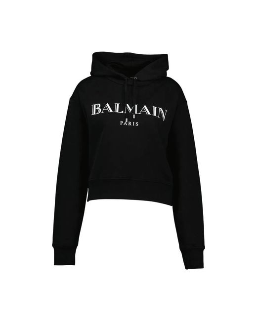 Balmain Black Vintage Print Hoodie