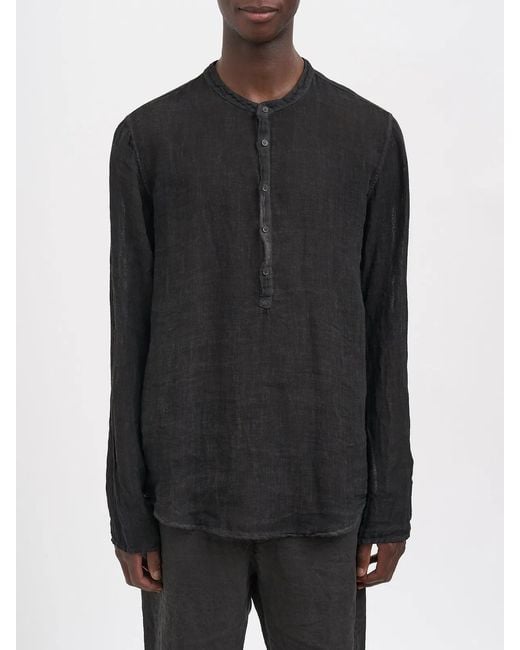 Poeme Bohemien Black Linen Kaftan Shirt for men
