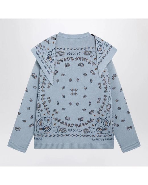 Alanui Blue Bandana Jacquard Sweater