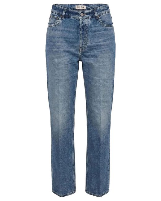 Miu Miu Blue Washed Denim Trousers