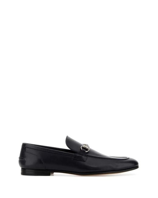 Gucci Black Jordaan Leather Loafers for men