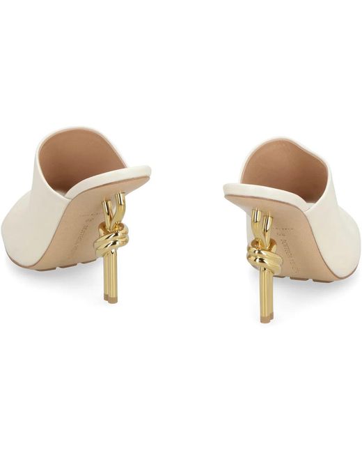 Bottega Veneta White Knot Leather Mules
