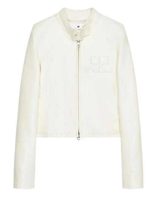 Courreges White Courregès City Jacket With Buckle Neck And Logo Detail
