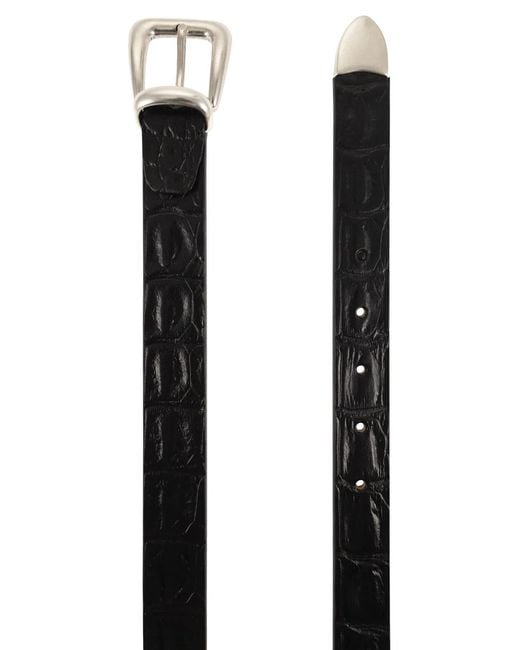 Alberto Luti White Crocodile Effect Leather Belt for men