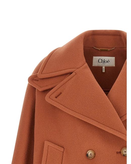 Chloé Brown Chloé Double-Breasted Coat