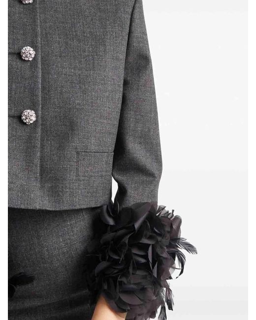 Prada Gray Cropped Jacket With Feather