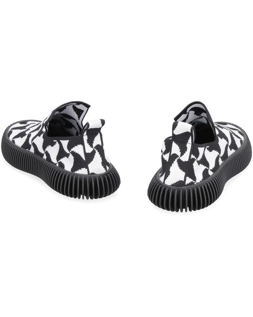 Bottega Veneta White Wavy Triangle Slip-On Sneakers