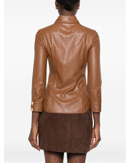Elisabetta Franchi Brown Faux Leather Shirt