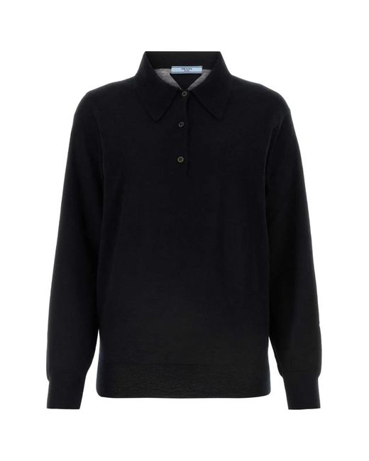 Prada Blue Cashmere Polo Shirt