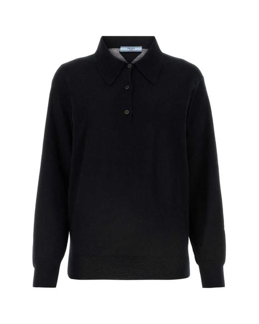 Prada Blue Cashmere Polo Shirt