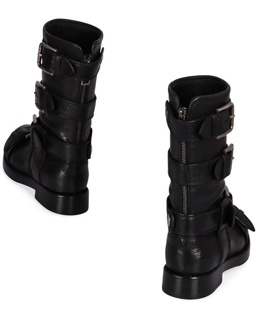 Dolce & Gabbana Black Dolce & Gabbana Leather Boots With Straps