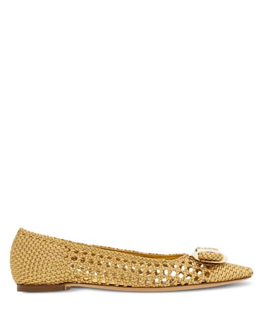 Ferragamo Metallic Ballerina Flat Shoes For