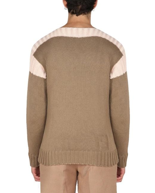 Fendi Natural Cotton And Cashmere Sweater for men