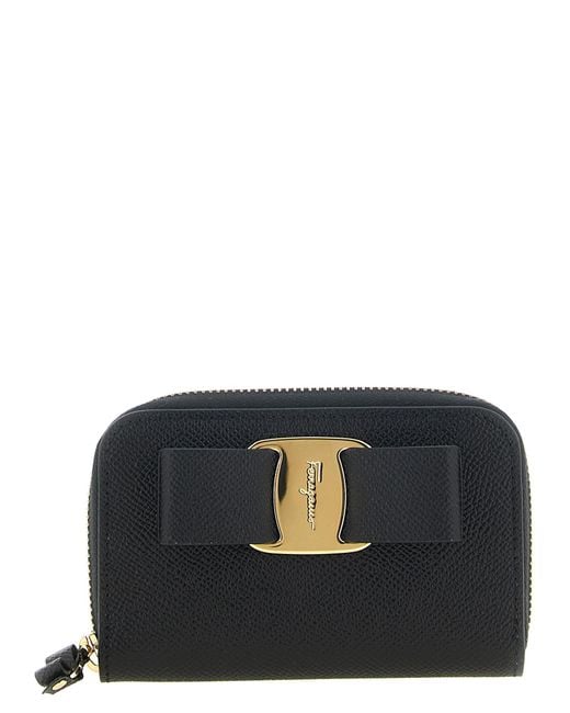 Ferragamo Black 'Vara' Bow Card Holder
