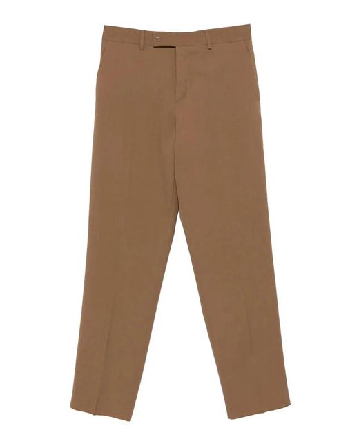 Fendi Brown Wool Gabardine Pants for men
