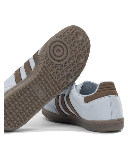 Adidas Originals Gray Samba Og Lightblue Leather Rubber Sneakers