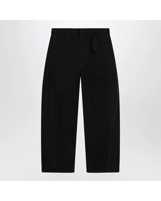 Lemaire Black Cotton Trousers With Belt for men