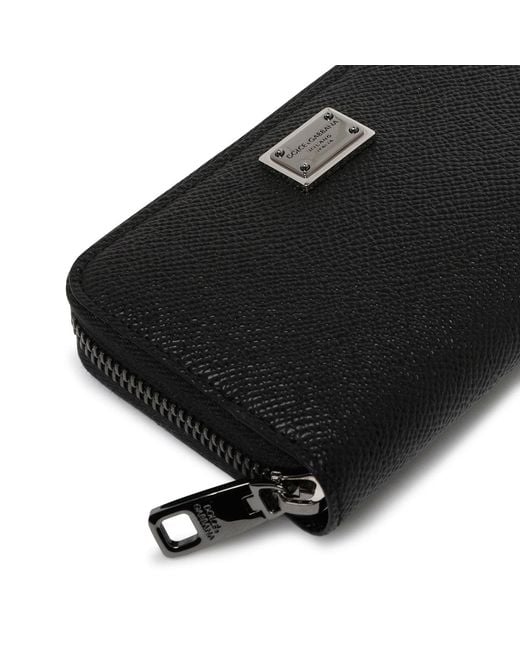 Dolce & Gabbana Black Vitello Leather Wallets for men