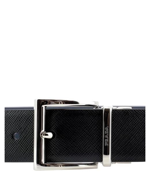 Prada White Reversible Saffiano Belt for men