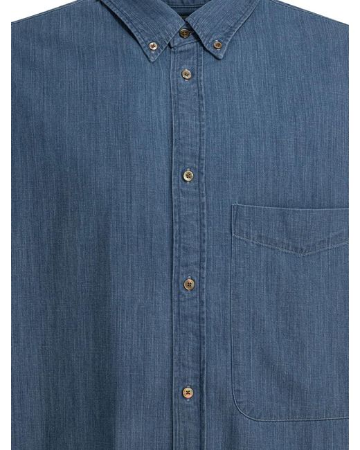 Beams Plus Blue Cotton Shirt for men
