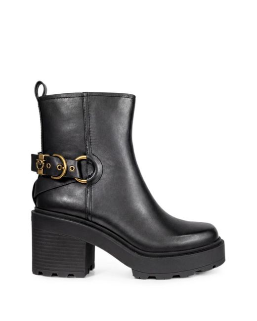 Pinko Black Leather Rubber Shoes
