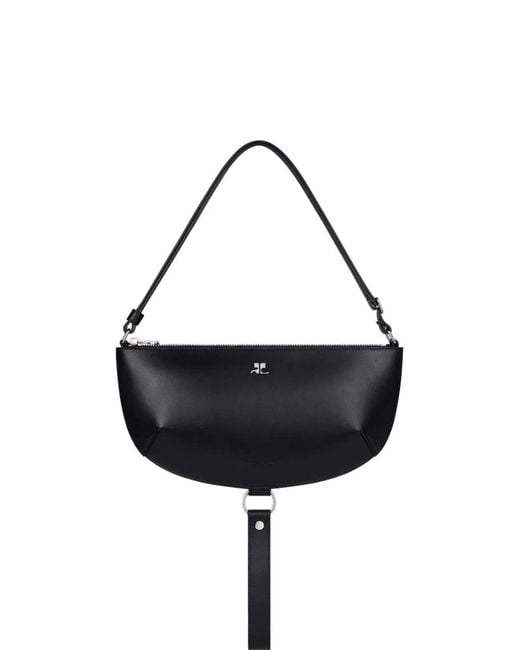 Courreges Black Courregès Calf Leather Handbag