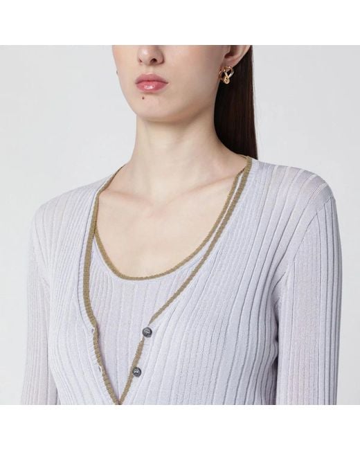 Roberto Collina Gray Lilac Cardigan With Trim