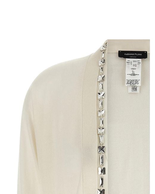 Fabiana Filippi White Crystal Cardigan