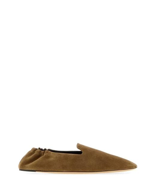 The Row Green Camel Suede Casa Loafers for men