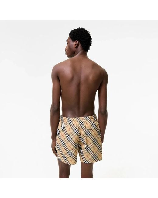 Burberry White Check Swim Shorts for men