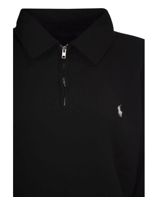 Polo Ralph Lauren Black Half-Zip Collared Sweatshirt