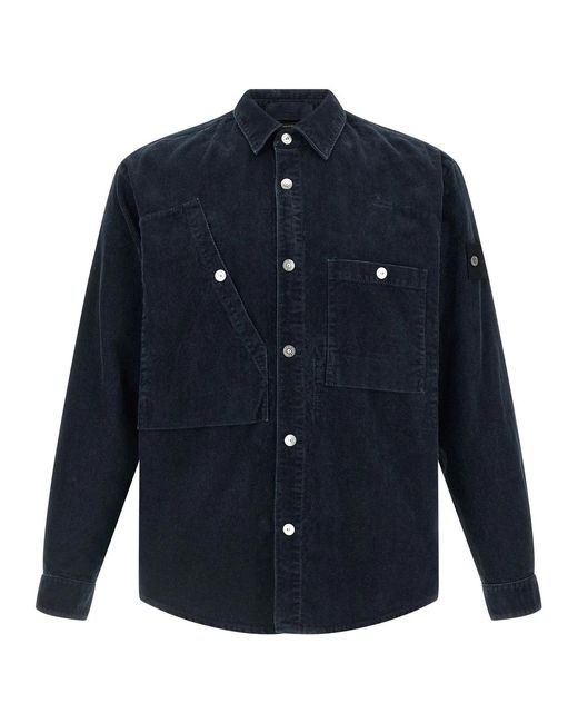 Stone Island Blue Corduroy Shirt for men