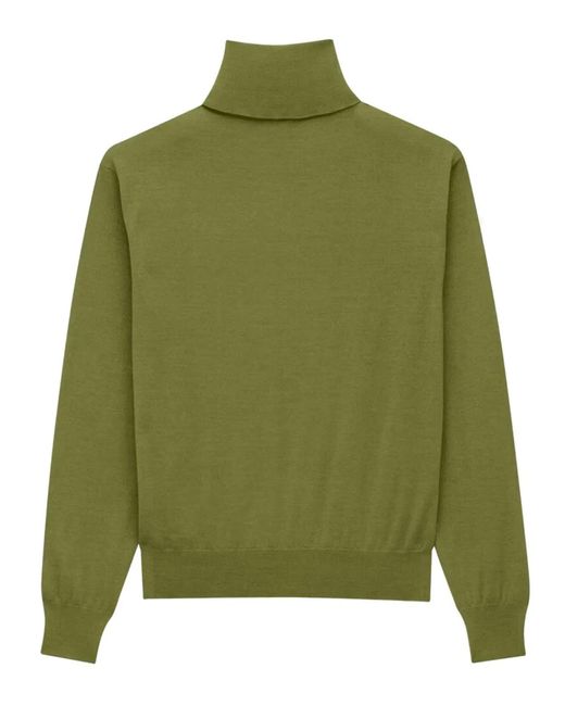 Saint Laurent Green Cashmere, Wool And Silk Turtleneck Pullover