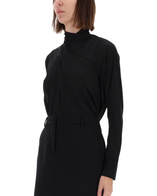 Versace Jeans Couture Black Shirt With Draped Collar