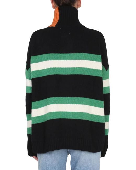 RIGHT FOR Green Turtleneck Cardigan
