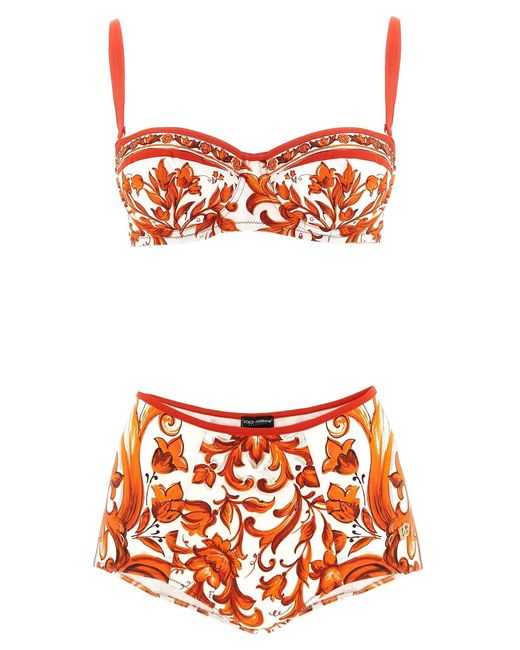 Dolce & Gabbana Orange Dolce & Gabbana 'Maiolica' Bikini