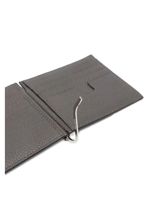 Tom Ford Gray Soft Grain Leather T Line Money Clip Wallet for men